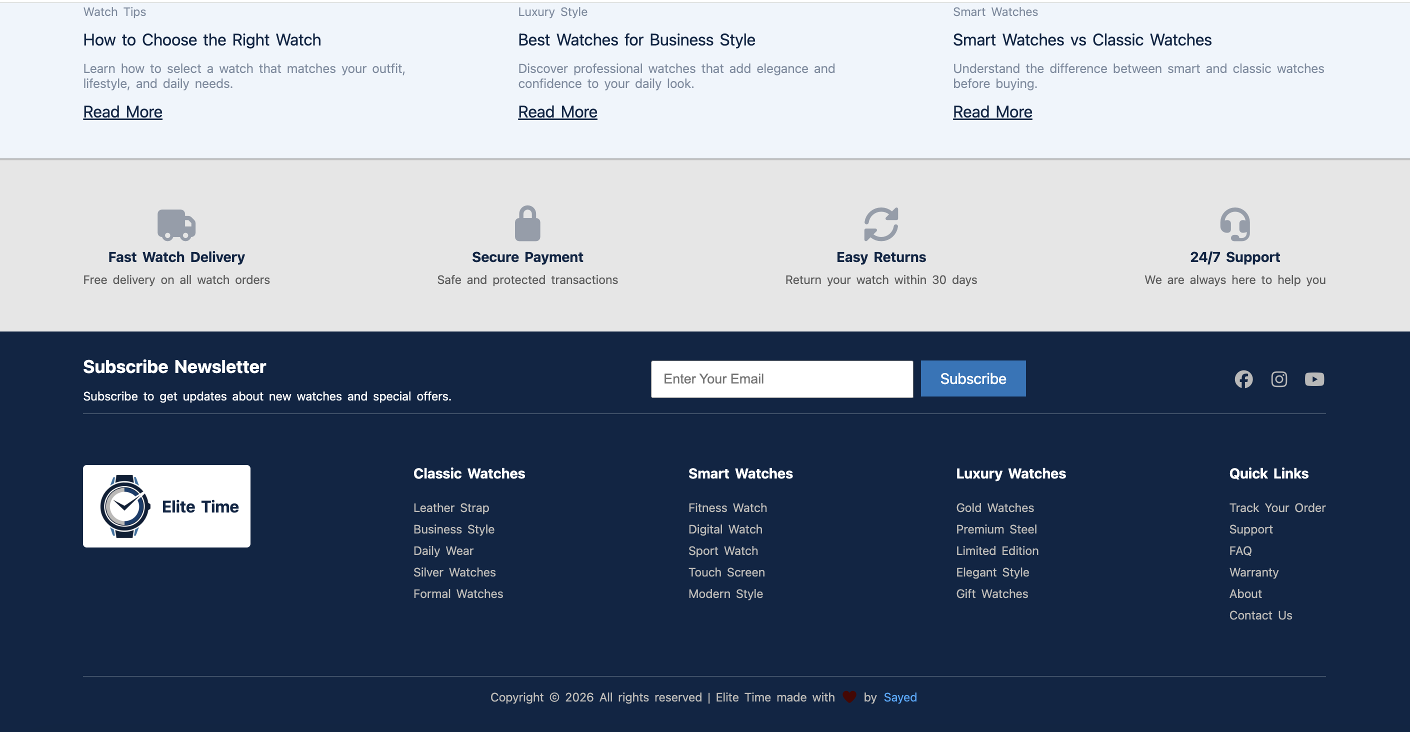 Elite Time responsive layout